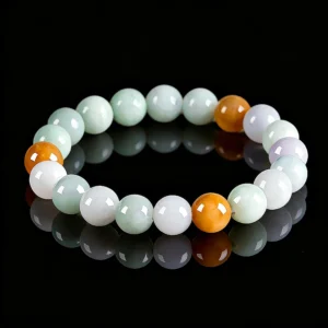 10mm three-color Burmese jade bracelet