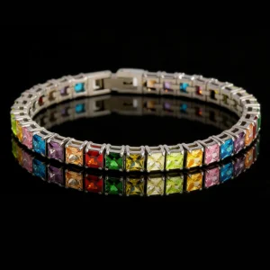 Color Gradient titanium steel CZ tennis bracelet
