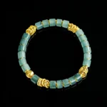 S925 silver inlaid Burmese jade straight cut bead bracelet