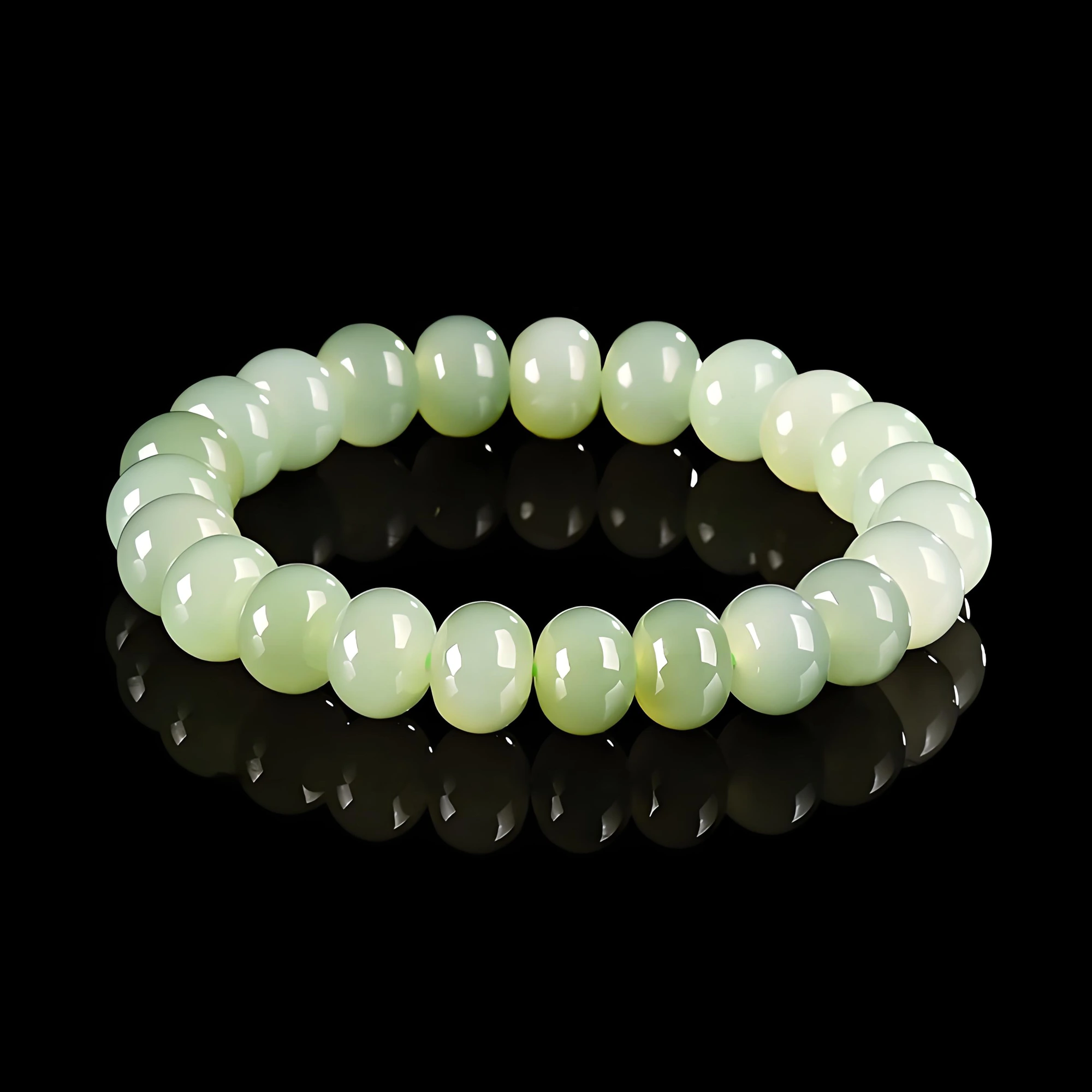 Oriental Jade-01 Oriental jade vintage bracelet with natural smooth jade beads
