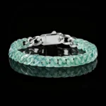 Hip hop style Burmese jade Cuban link bracelet with natural jade beads