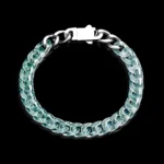 Hip hop style Burmese jade Cuban link bracelet with natural jade beads