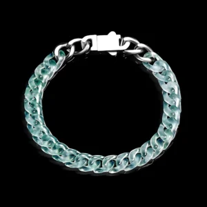 Hip hop style Burmese jade Cuban link bracelet with natural jade beads
