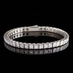 Square cut CZ titanium steel tennis bracelet