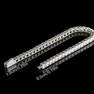 Square Cut Cubic Zirconia Titanium Steel Tennis Bracelet
