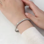 Square Cut Cubic Zirconia Titanium Steel Tennis Bracelet