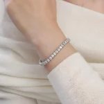 Square Cut Cubic Zirconia Titanium Steel Tennis Bracelet