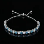 Titanium Steel Zircon Stretch Tennis Bracelet Adjustable