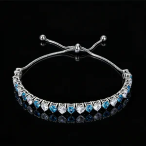 Titanium Steel Zircon Stretch Tennis Bracelet Adjustable