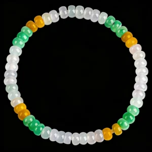 5.5mm tricolor round flat bead Myanmar jade bracelet