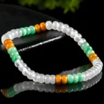 5.5mm tricolor round flat bead Myanmar jade bracelet