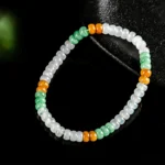 5.5mm tricolor round flat bead Myanmar jade bracelet