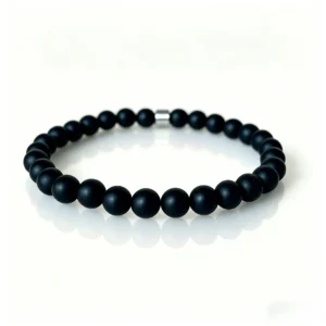 Vintage black onyx beaded bracelet retro natural crystal jewelry