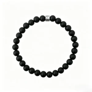 Vintage black onyx beaded bracelet retro natural crystal jewelry
