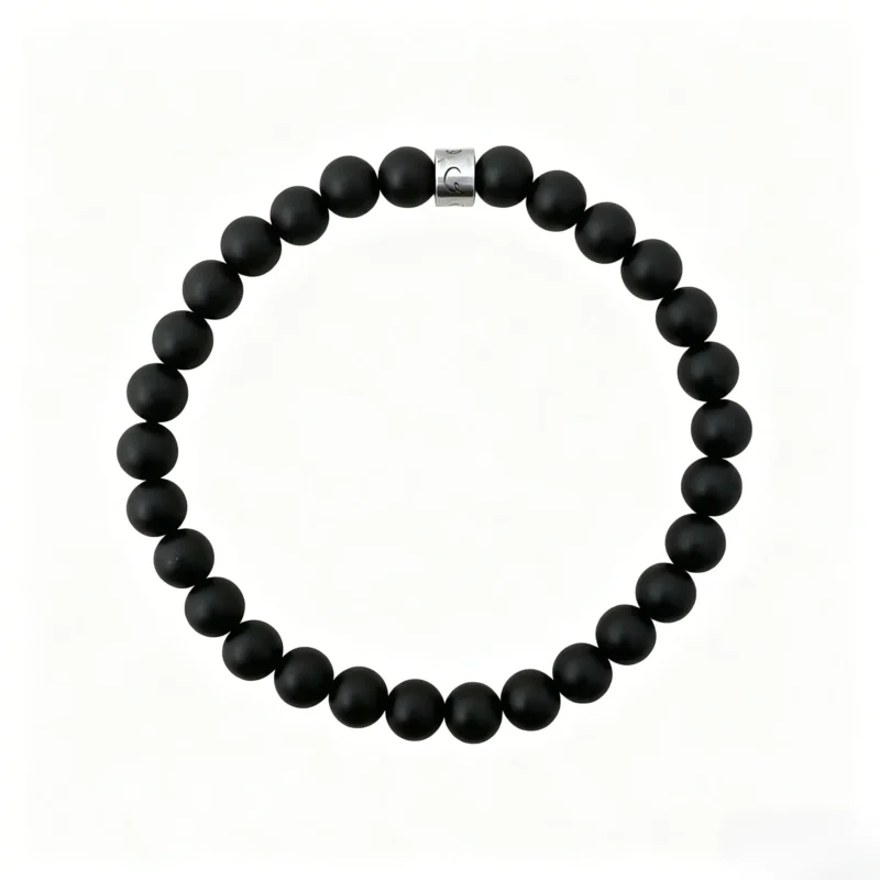 Vintage black onyx beaded bracelet retro natural crystal jewelry