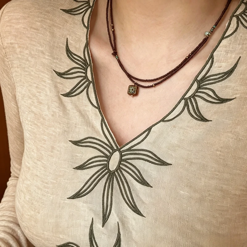 Maillard Coffee Beaded Necklace