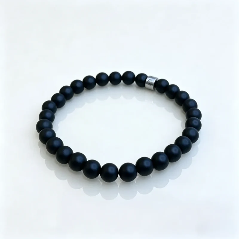 Vintage black onyx beaded bracelet retro natural crystal jewelry
